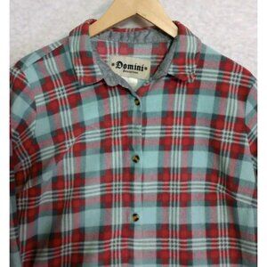 Domini Womens Plaid Fleece Shirt Long Sleeve Size Medium Polyester